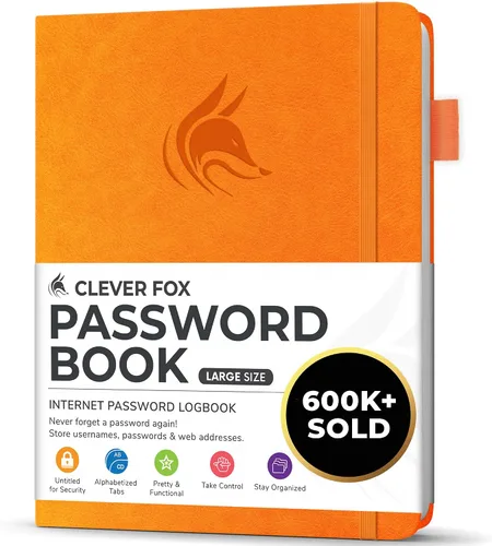 Vista 21 de Clever Fox Libro de contraseñas con pestañas alfabéticas, 4"x5.5" Keeper