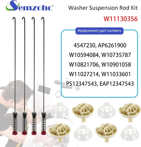 Vista 3 de W11130356 Kit de varilla de suspensión de 28.3 pulgadas compatible con lavadora Whirl-pool Ken-more Mag-tag - Reemplaza W10594084 W10735787