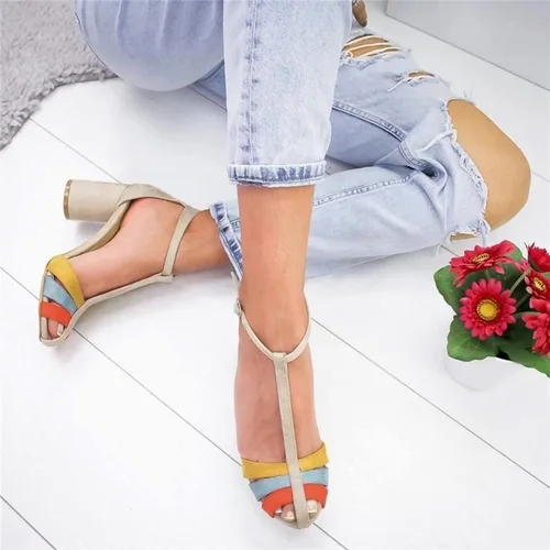 Vista 8 de Tenis de moda para mujer, de gamuza de verano, con bloques de color, tacón alto, estilo casual, para mujer