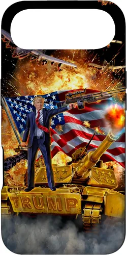 Vista 27 de iPhone 16 Presidente Donald Trump monta una funda dorada