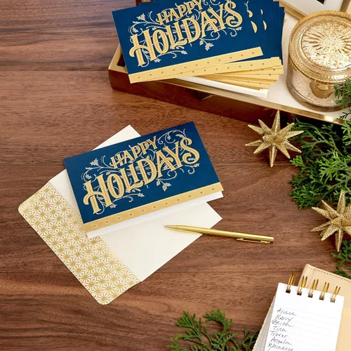 Vista 2 de Hallmark Tarjetas navideñas con sobres, paquete de 16 unidades (lámina dorada y purpurina)