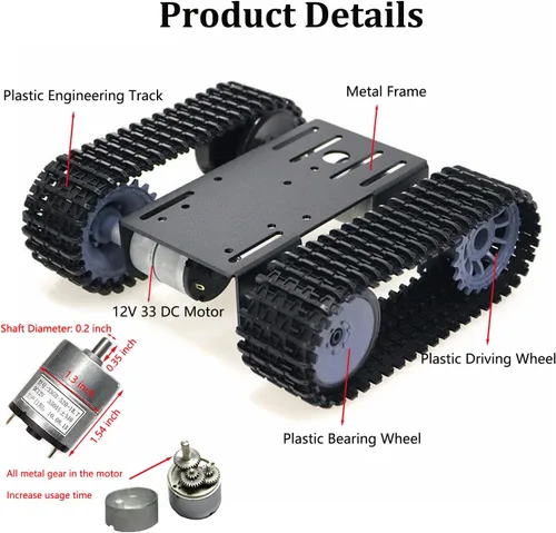 Vista 4 de SmaringWing Kit profesional de plataforma de coche con 2 motores de CC de alto par, modelo eduaccional Caterpillar Robotic Crawler Sciences
