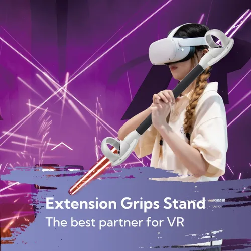 Vista 6 de OKAYCAT Beat Saber Handles Extension Grips for OculusMeta Quest 2 3 in 1 Upgraded Simple Install Fixed Clasp Protect Controller Grips with
