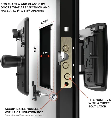 Vista 2 de RVLock Cerradura de puerta Atlas RV para autocaravana clase A/C, puerto