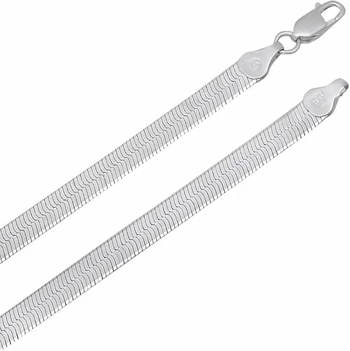 Vista 2 de 3mm-14mm Solid .925 Sterling Silver Flat Herringbone Chain Necklace or Bracelet