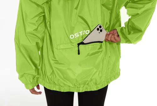 Vista 5 de OSTOO Chaqueta impermeable ligera para mujer, para correr, ciclismo, con capucha, para senderismo, rompevientos