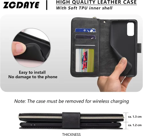 Vista 7 de Funda tipo cartera de cuero con 9 tarjetas para Samsung Galaxy S20 Series