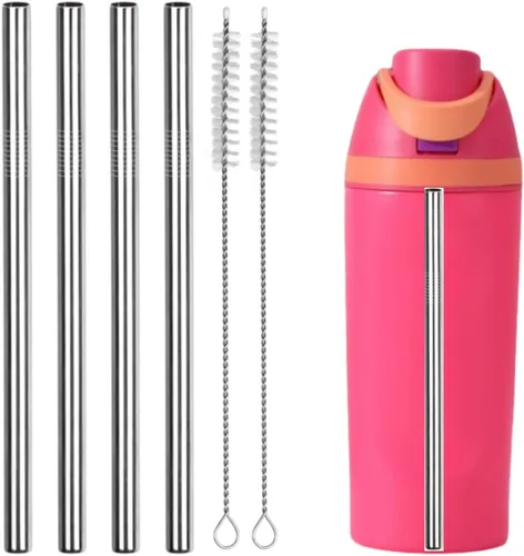 Vista 13 de Pajitas de repuesto de metal compatibles con vaso de acero inoxidable Owala Kids con aislamiento térmico de acero inoxidable de 12 oz/15 onzas