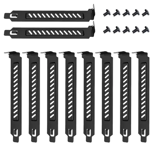 Vista 8 de Cubierta de ranura PCI con tornillos para accesorios de carcasa de computadora de PC, cubiertas de ranura PCI de acero duro, soporte de filtro