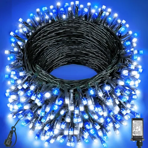 Vista 23 de Tira de luces LED de Navidad de 40 pies para exteriores, luces rojas y blancas de Navidad impermeables, 8 modos y temporizador, luces de árbol