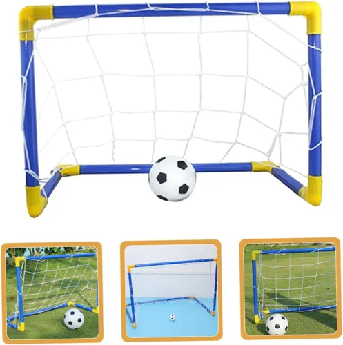 Vista 9 de Outanaya Portería de fútbol plegable portátil de plástico Mini puerta de fútbol para entrenamiento interior al aire libre Red plegable ligera