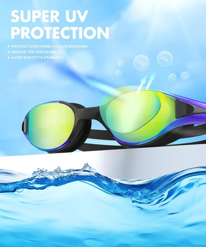 Vista 6 de NSSIW Gafas de natación para adultos: gafas de piscina para hombres y mujeres con protección UV400 antivaho sin fugas, paquete de 3