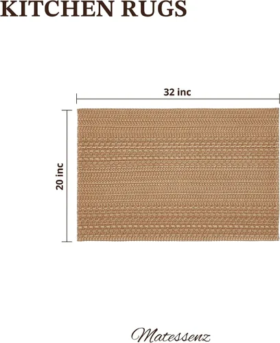 Vista 2 de MatEssenz Alfombrillas de cocina de 20 x 30 pulgadas para piso, alfombras de cocina tejidas, lavables a máquina, estilo bohemio, antideslizantes