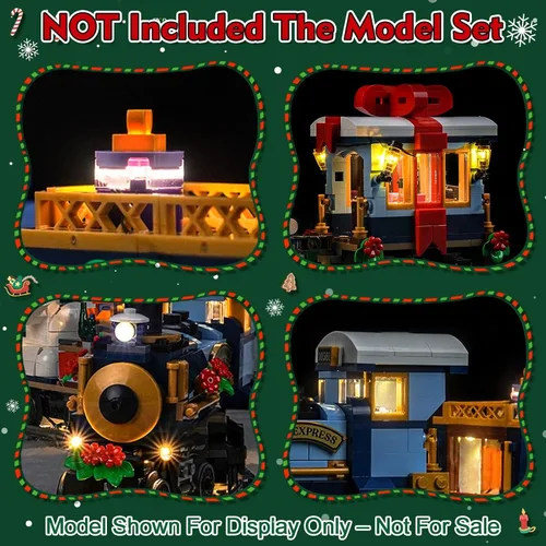 Vista 9 de LocoLee Kit de luces compatible con Lego 10361 Holiday Express Train - Sin modelo solo luz, accesorios de iluminación LED compatibles con Lego 10361