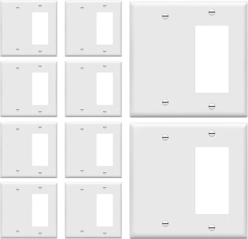 Vista 13 de ENERLITES Combination Decorator - Placa de pared basculante y salida en blanco, tamaño estándar, cubierta de interruptor de luz de 2 cuadras, 4.50 x