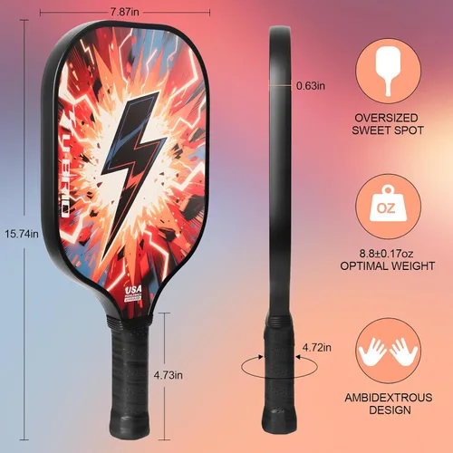 Vista 4 de Pickleball Paddles Set of 2 Paddles 4 Balls and 1 Bag Pickleball Set 16MM Fiberglass Pickleball Paddle for Men Women, Pickleball Gifts for Women/Men