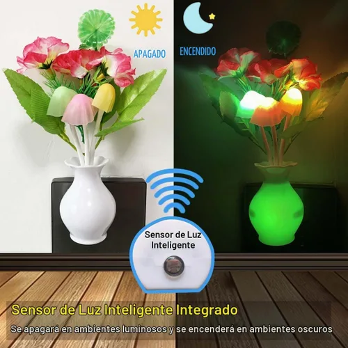 Vista 5 de 4 luces LED de noche enchufables con sensor de atardecer a amanecer, 7 cambios de color, lámparas de pared enchufables para niños adultos