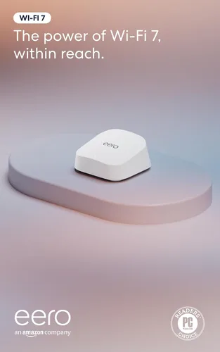 Vista 8 de Amazon eero 7 con 1 mes gratis de eero Plus (renovación automática): WiFi rápido hasta 2.5 Gbps, cubre hasta 2,000 sq. ft., paquete de 1
