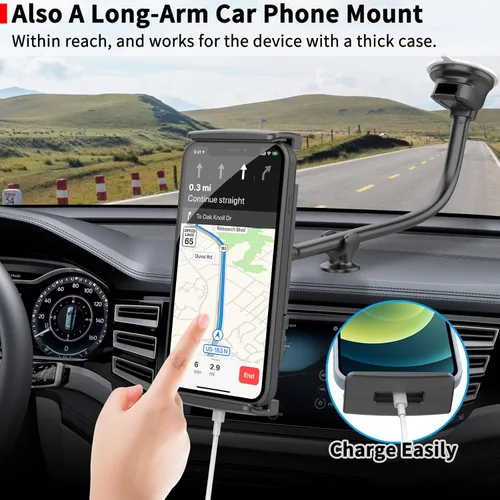 Vista 4 de APPS2Car Soporte para Tablet en Coche para iPad Portátil para Camiones Montura de Brazo Largo Extensión Ventosa Fuerte Montura para Parabrisas