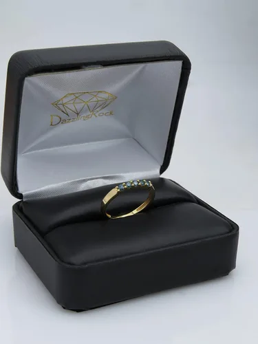 Vista 106 de Dazzlingrock Collection Anillo de boda redondo de 5 piedras preciosas o diamantes para mujer en oro macizo de 10 K/14 K/18 K