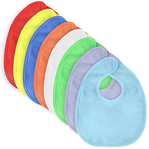 Vista 8 de Vicloon Baberos para bebé, juego de 8 baberos de rizo para niñas y niños, baberos de algodón de rizo de protección impermeable, juego suave