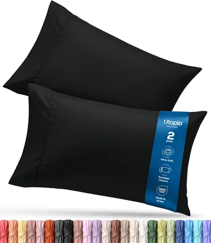 Vista 19 de Utopia Bedding - Juego de 2 fundas de almohada tamaño estándar, con cierre de sobre, tela de microfibra cepillada suave, resistentes al encogimiento