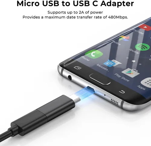 Vista 6 de Paquete de 3 adaptadores USB C a Micro USB, USB tipo C hembra a micro USB macho, sincronización de datos compatible con Samsung Galaxy S7 S6 Note 5