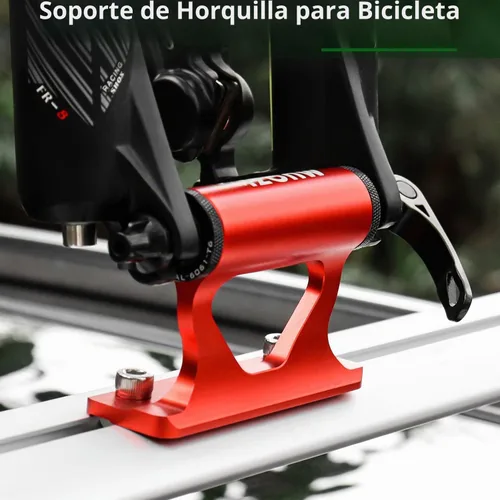 Vista 2 de Soporte para horquilla de bicicleta, rack de horquilla de bicicleta de liberación rápida mejorado con 4 adaptadores para transporte y almacenamiento