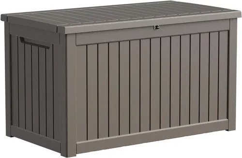 Vista 27 de Caja de resina de 30 galones para terraza, caja de almacenamiento para patio al aire libre con cierre para muebles, herramientas de jardín