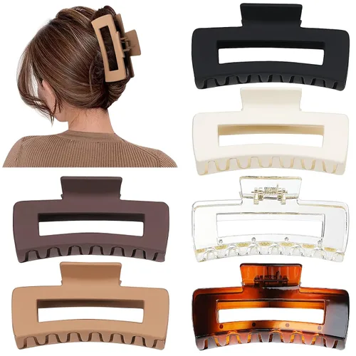 Vista 2 de Sisiaipu Pinzas de pelo grandes de 4 pulgadas, 6 piezas de garra grande para cabello grueso, pinzas cuadradas para el cabello para mujeres, pinzas