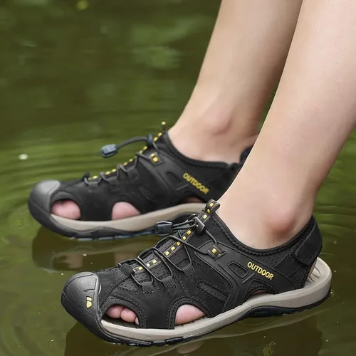 Vista 6 de LUODENGLANG Men's Sport Sandals Outdoor Hiking Sandals Closed Toe Water Sandals Casual Lightweight Summer Breathable Beach Shoes