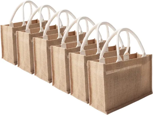 Vista 11 de Bolsas de yute de arpillera de 12.5 x 8.6 x 5.8 pulgadas [12 piezas] con 12 piezas de marrón