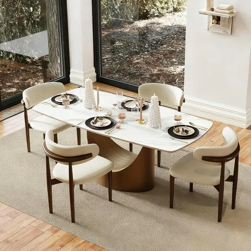 Vista 24 de POVISON Mesa de Comedor Moderna Hobart de 63" para 4, Mesa de Comedor Rectangular de Servicio Pesado Negro Mate, Superficie de Mesa de Comedor