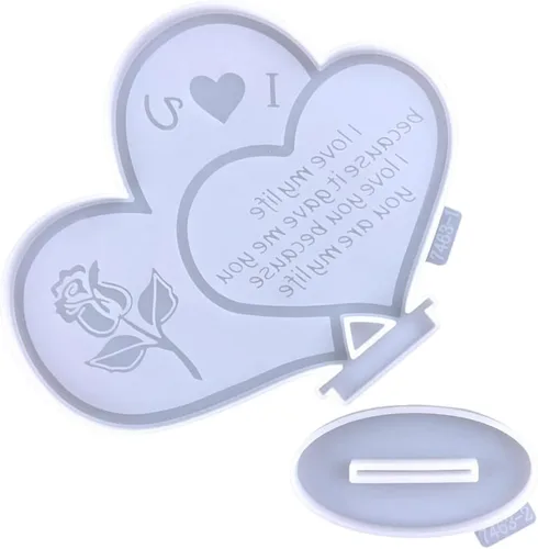 Vista 2 de Molde de silicona con signo de corazón para fundición de resina, manualidades, San Valentín, molde epoxi antiadherente flexible