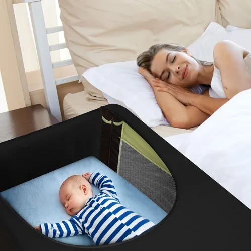 Vista 5 de Dofilachy Funda opaca para Pack N Play, tienda de campaña opaca para cuna, cubierta de toldo, tienda de campaña transpirable para cuna de viaje Negro