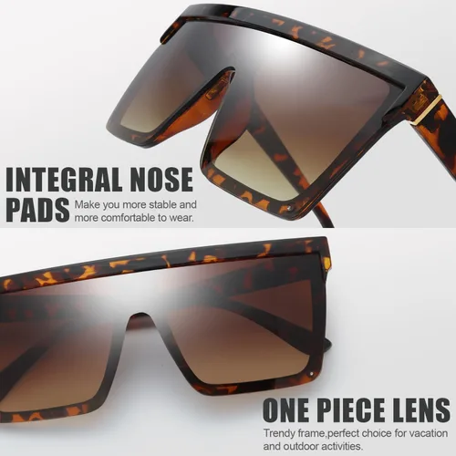 Vista 3 de The Fresh Gafas de sol cuadradas de una pieza con parte superior plana, lentes siameses