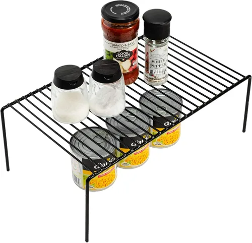 Vista 5 de iPEGTOP Juego de 2 organizadores de estantes de gabinete de cocina, grandes (15.7 x 9.4 pulgadas), estantes de almacenamiento de despensa de alambre