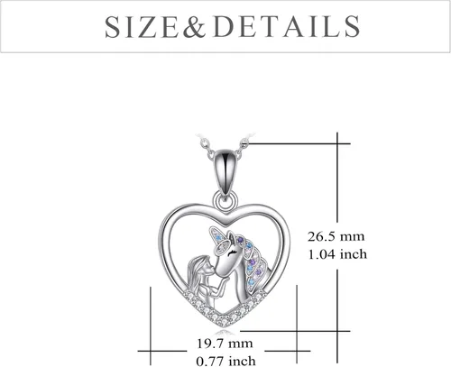 Vista 2 de YFN Regalos de unicornios para niñas, collar con colgante de unicornio de plata de ley 925, joyería de unicornio para hija y niñas