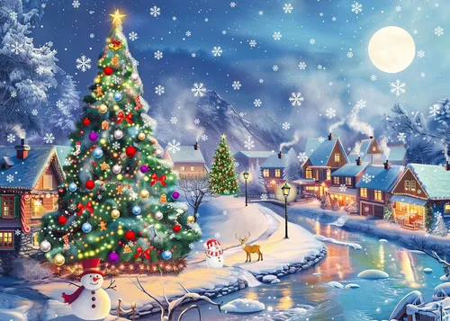 Vista 8 de Rompecabezas de 1000 piezas para adultos, rompecabezas de Navidad de cabaña de Navidad, rompecabezas de Navidad de Papá Noel de 1000 piezas
