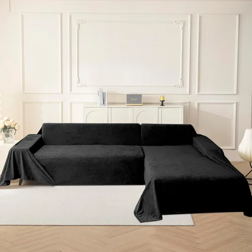 Vista 7 de MYSKY HOME Fundas negras para sofá reclinable, funda de sofá modular antideslizante para perro, fundas de sofá para sofá, protector de sofá