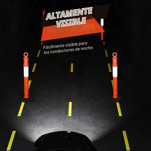 Vista 8 de RoadHero - Poste de delineador naranja de 45 pulgadas con base, paquete de 3