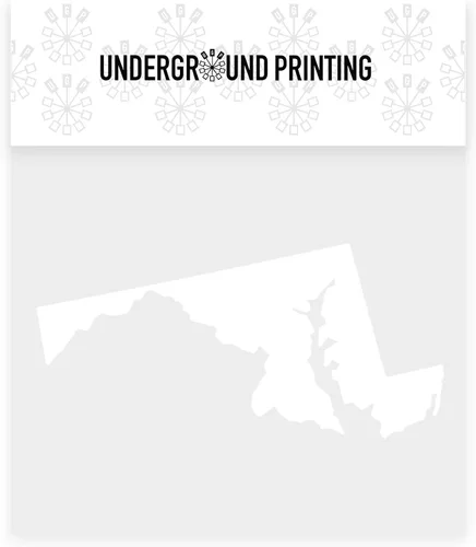 Vista 3 de Silueta del estado de Underground Printing - Calcomanía de vinilo de orgullo del estado de EE.UU. Maryland Blanco
