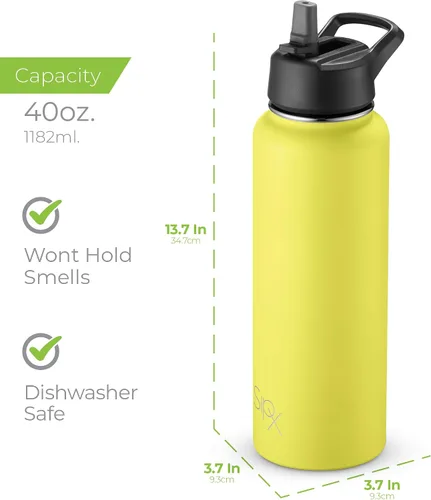 Vista 142 de SIPX™ Botella de Agua Aislada de 18 oz con 3 Tapas – Acero Inoxidable a Prueba de Fugas, Triple Aislamiento – Frío 24 Horas/Caliente 12 Horas – Negro