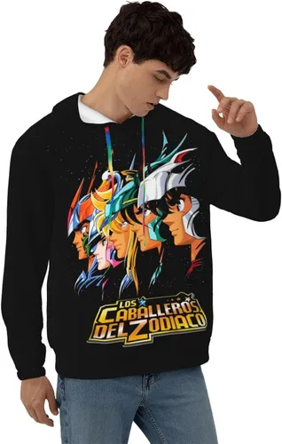 Vista 4 de Saint Anime Seiya - Sudadera con capucha para hombre, manga larga, casual, con bolsillo