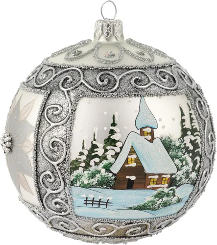 Vista 30 de Adorno de Navidad de Polish Gallery, Explosión Invernal, Bola de Vidrio Soplado (Oro, 6-pulgadas Ø/150mm)