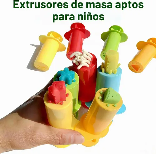 Vista 4 de MAGIKON Juego de herramientas de masa y arcilla de 5 piezas - Extrusoras de masa para el hogar, aula o juego en grupo Regalo de arte para niños