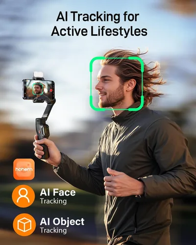 Vista 3 de hohem iSteady X3 - Estabilizador de cardán mejorado para iPhone con control remoto desmontable, cardán plegable de 3 ejes, luz de relleno, varilla