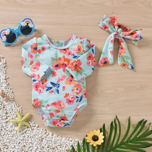 Vista 2 de Aalizzwell Bañador de manga larga de una pieza para bebé niña