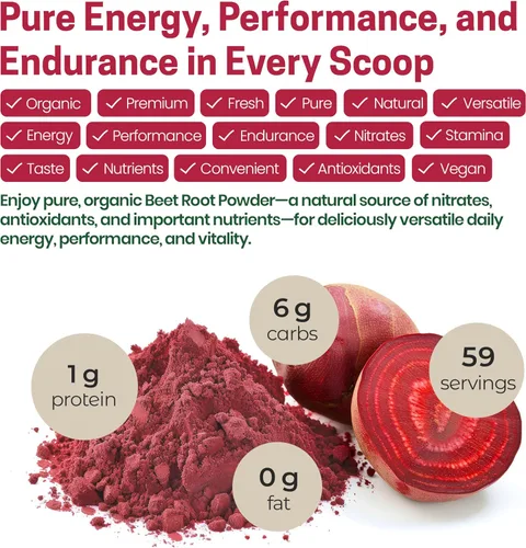 Vista 4 de Z Natural Foods Polvo orgánico de raíz de remolacha – Polvo de remolacha denso en nutrientes con antioxidantes, óxido nítrico para la salud