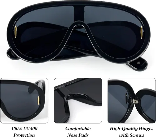Vista 5 de MC2303 - Gafas de sol cuadradas de gran tamaño para mujer y hombre, estilo aviador, montura grande, gruesas, clásicas, para hombre